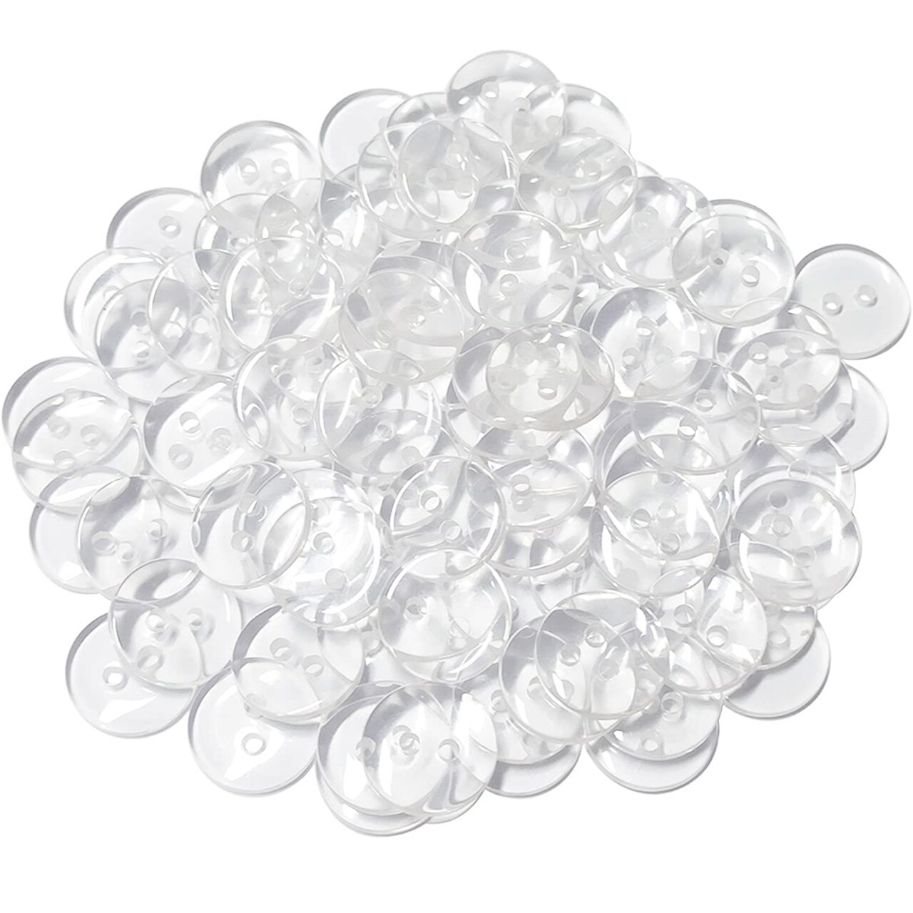 100 Pcs Buttons 2 Hole, Resin Clear Buttons for Sewing and DIY Craft (1/2 Inch)